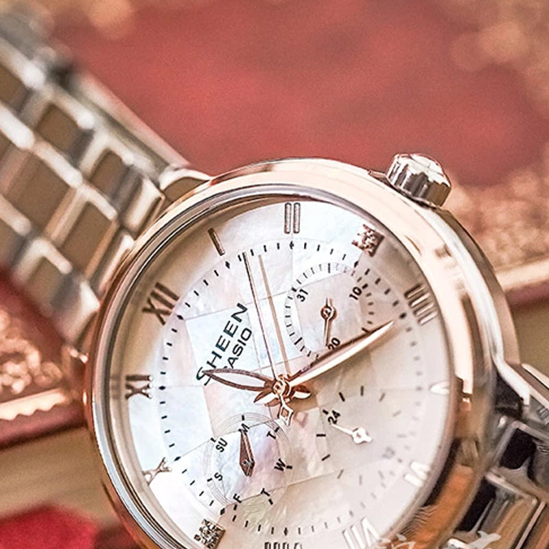 CASIO SHEEN Series Silver/Pink Gold Analog SHE-3055SPG-4A