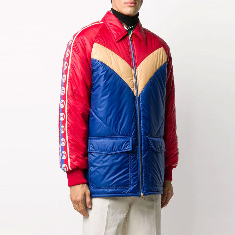 Gucci Double Pocket Collar Long Sleeve Cotton Jacket For Men Red/Blue 624421-ZHA58-6098