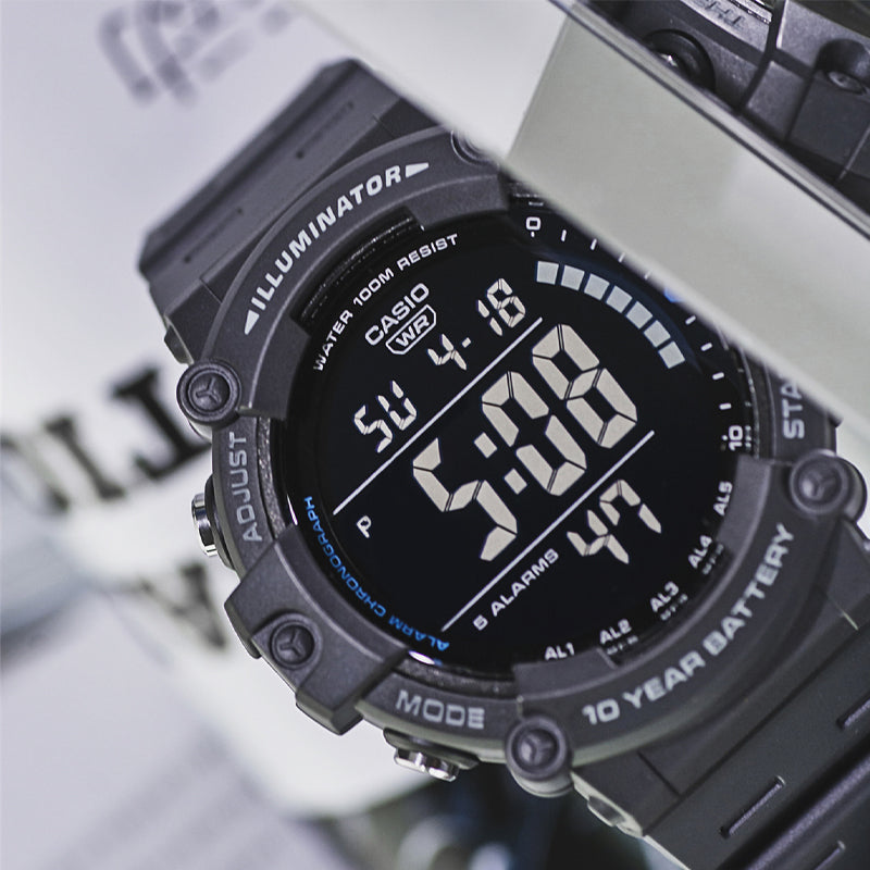 CASIO Sports Waterproof Mens Black Digital AE-1500WH-8B