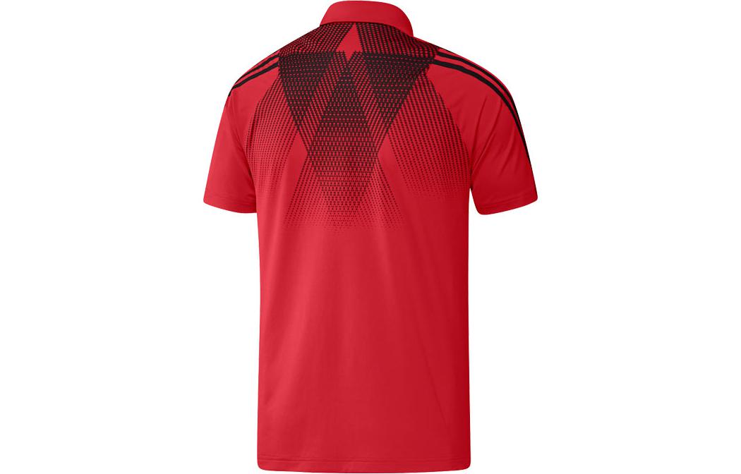 adidas Printing Logo Casual Stripe Short Sleeve Polo Shirt Red HA3126