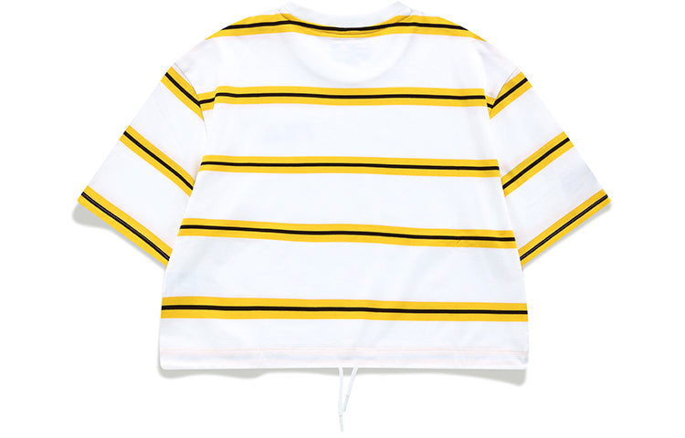 FILA FUSION x Jeremyville Crossover Stripe Loose Short Sleeve Orange White Stripe T11W139103F-WT