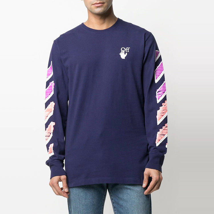 Off-White SS21 Arrow Logo Printing Long Sleeves Blue OMAB001R21JER0034632
