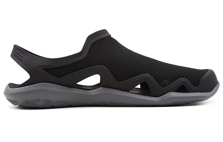 Crocs Swiftwater Wave Sandal Flats 'Black Grey' 205701-0DD