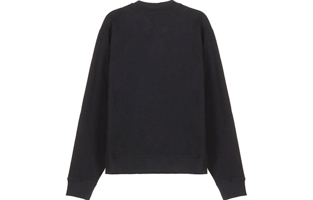 Men's KENZO Embroidered Cotton Round Neck Long Sleeves Sports Black FA65SW1104XJ-99