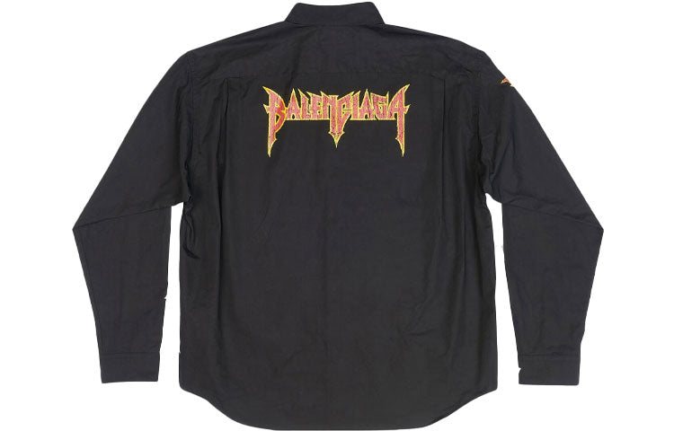Balenciaga Metallica Long Sleeve Shirt Oversized Fit 'Black Orange' 699053TYB181000
