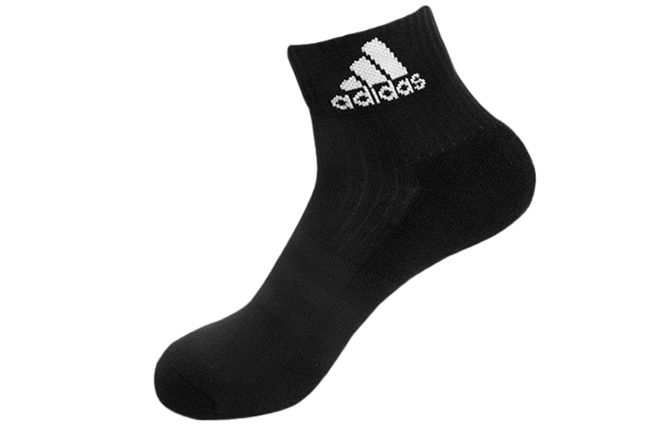 adidas Sweat-Wicking Breathable Casual Sports Socks Couple Style 3 Pairs Black AA2286
