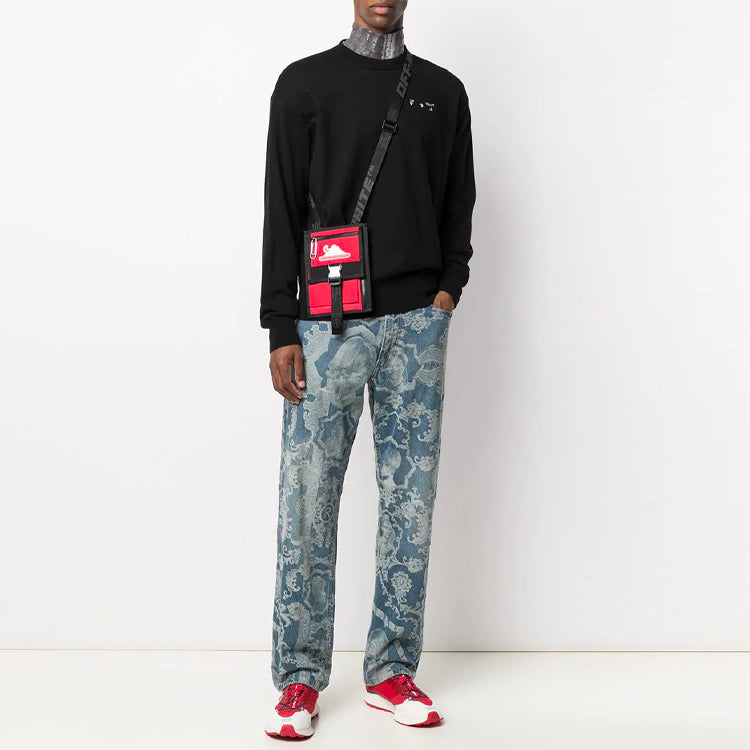 Off-White SS21 Alphabet Logo Loose Round Neck Long Sleeves Version Black OMHE082S21KNI0011001