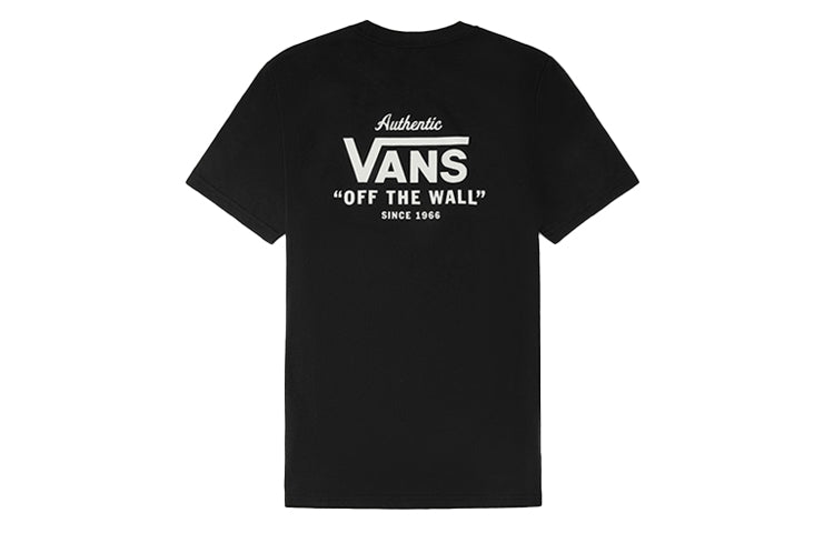 Vans Casual Alphabet Printing Short Sleeve Couple Style Black VN0A54NABLK