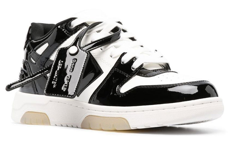 Off-White Out Of Office Low-Top Patent Sneaker 'Black White' OMIA189F22LEA0060110