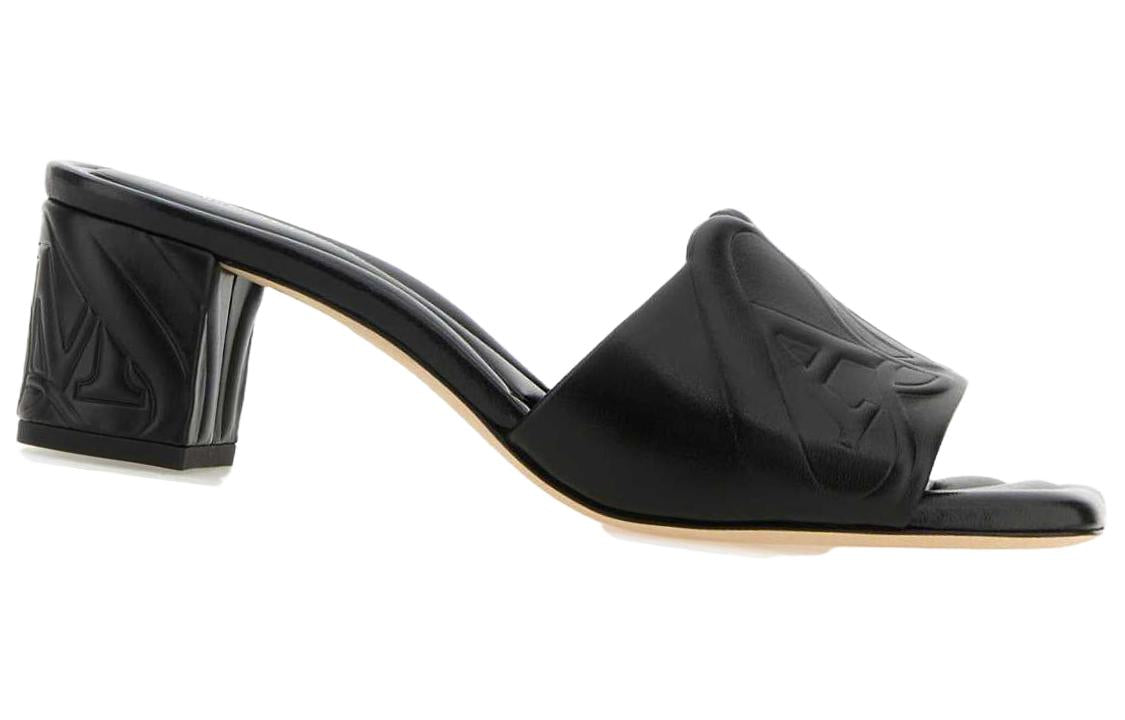 (WMNS) Alexander McQueen Leather Sandals 'Black' 780713WIEAD1000