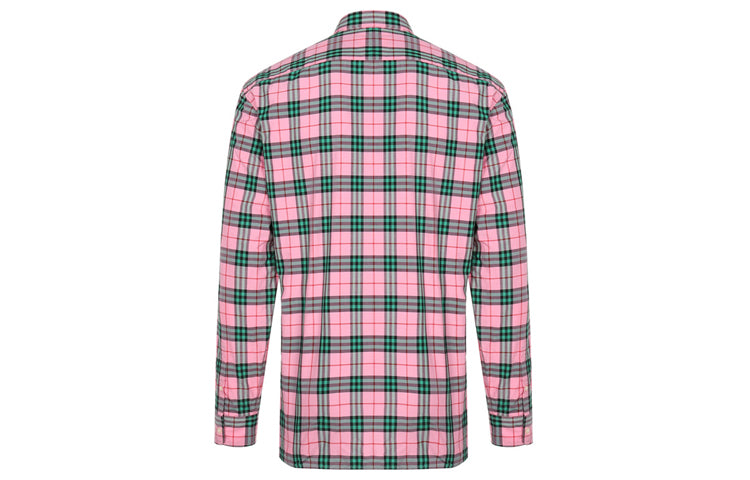 Men's Burberry Plaid Button Long Sleeves Shirt Pink 40712281