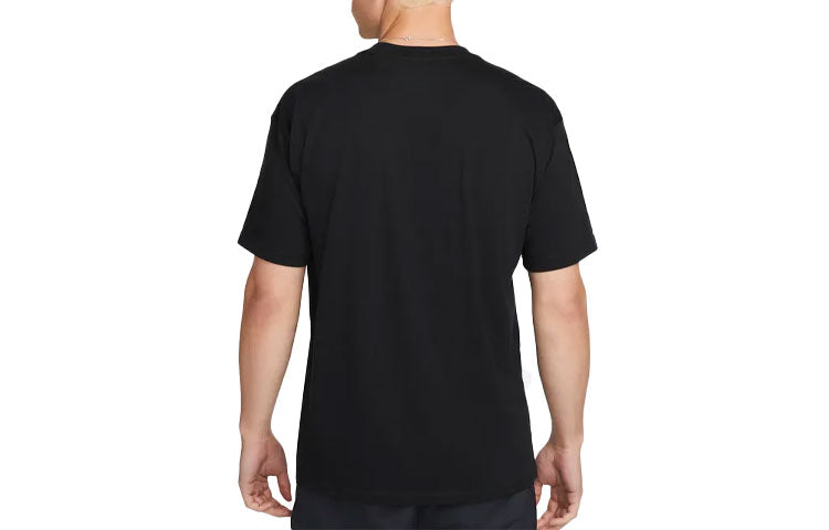 Men's Nike Logo Printing Loose Round Neck Pullover Short Sleeve Black T-Shirt DR7826-010