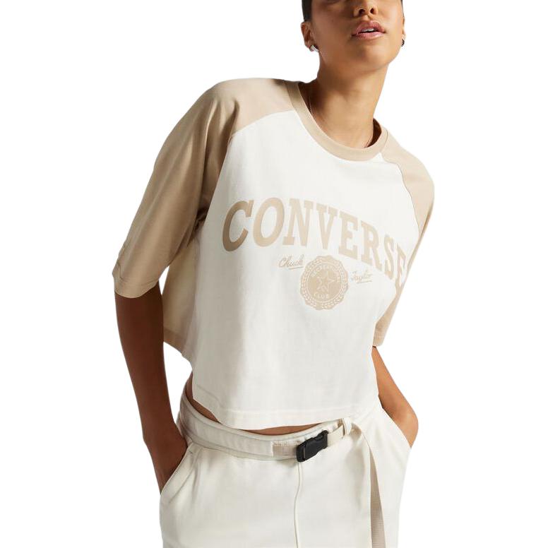 (WMNS) Converse Retro Cropped T-Shirt Asia Sizing 'Egret' 10026050-A02
