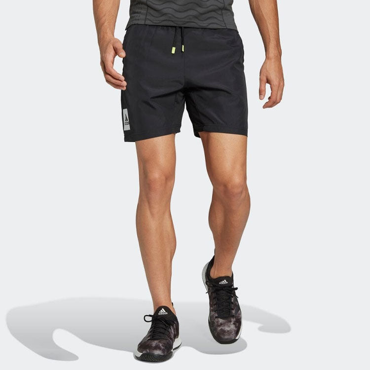 Men's adidas Solid Color Casual Drawstring 2 In 1 Sports Shorts Black HG4203