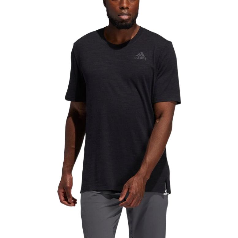 Men's adidas Logo Printing Round Neck Straight Short Sleeve Black T-Shirt GL0434
