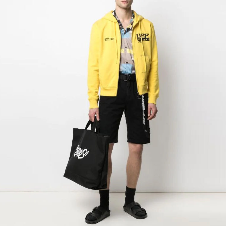 Men's Off-White SS21 Casual Logo Printing Zipper Ordinary Version Black OMBE001S21FLE0031910
