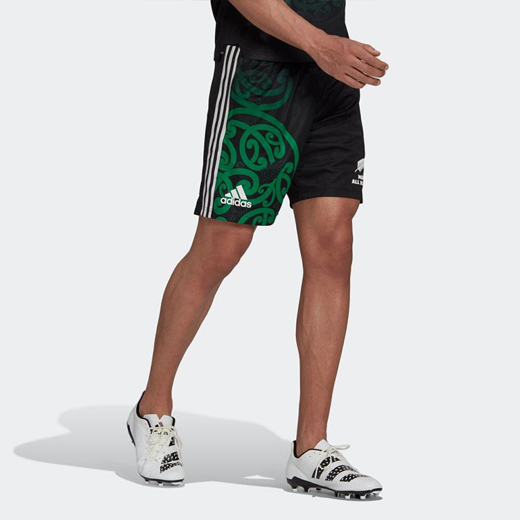 Men's adidas Pattern Printing Stripe Elastic Waistband Straight Shorts Black HG8336