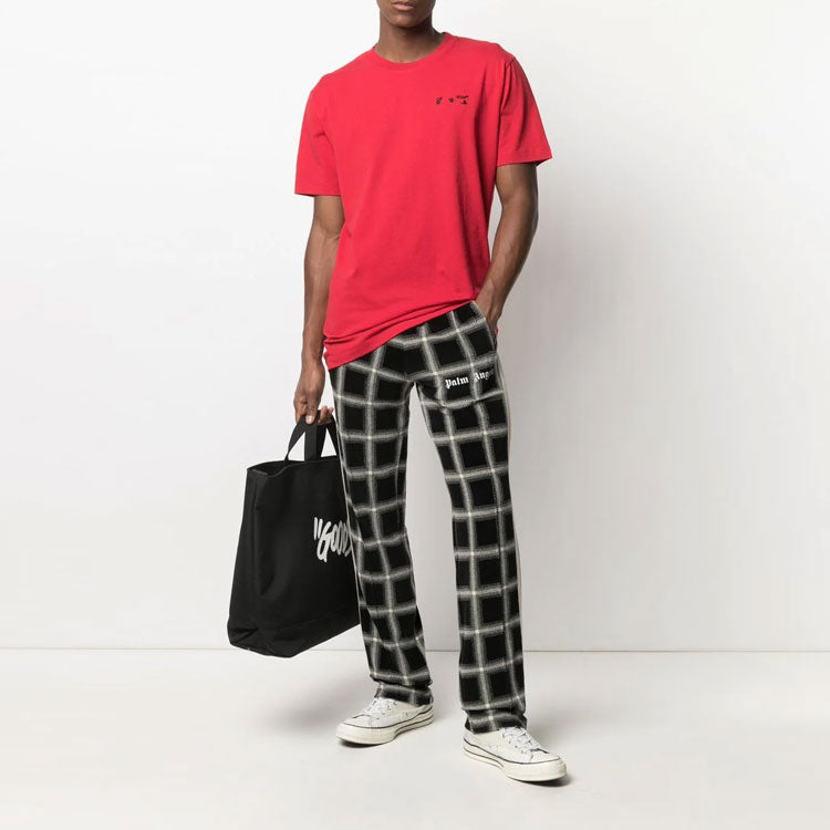 Off-White SS21 Logo2 Printing Round Neck Short Sleeve Version Red OMAA027S21JER0032510