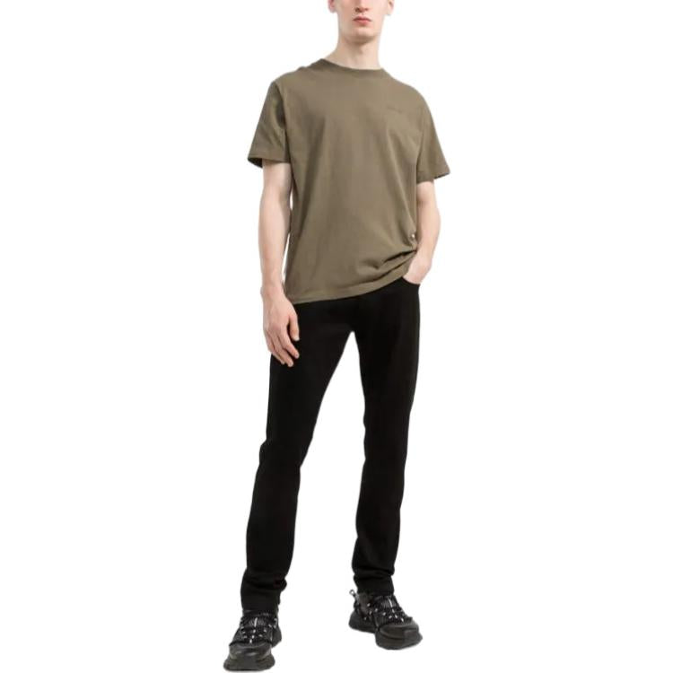 Off-White SS22 Logo Round Neck Printing Short Sleeve Ordinary Version Green OMAA027S22JER0045656
