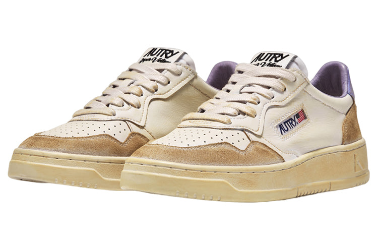 (WMNS) Autry Medalist Super Vintage Leather Low Sneakers 'White Black Tan Purple' AVLW-YL04