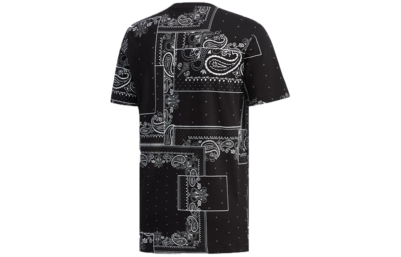 adidas originals Retro Totem Printing cashew Logo Round Neck Short Sleeve Black DX4201