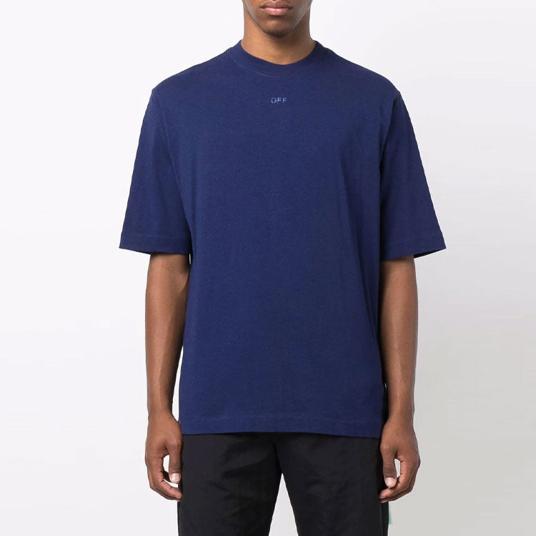 Off-White FW21 Arrow Round Neck Short Sleeve Version Blue OMAA119F21JER0124545