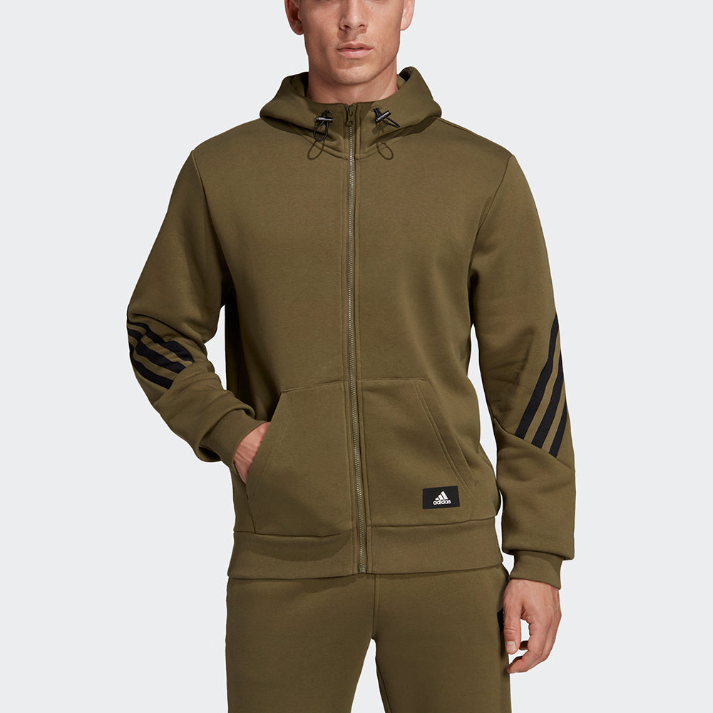 Men's adidas Fi Wtr Fz Stripe Sports Hooded Jacket Olive H44177