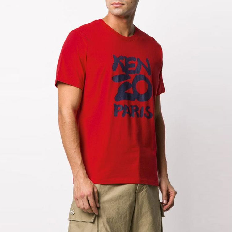 Men's KENZO Cotton Classic Printing Round Neck Short Sleeve Red FA55TS0184SA-21