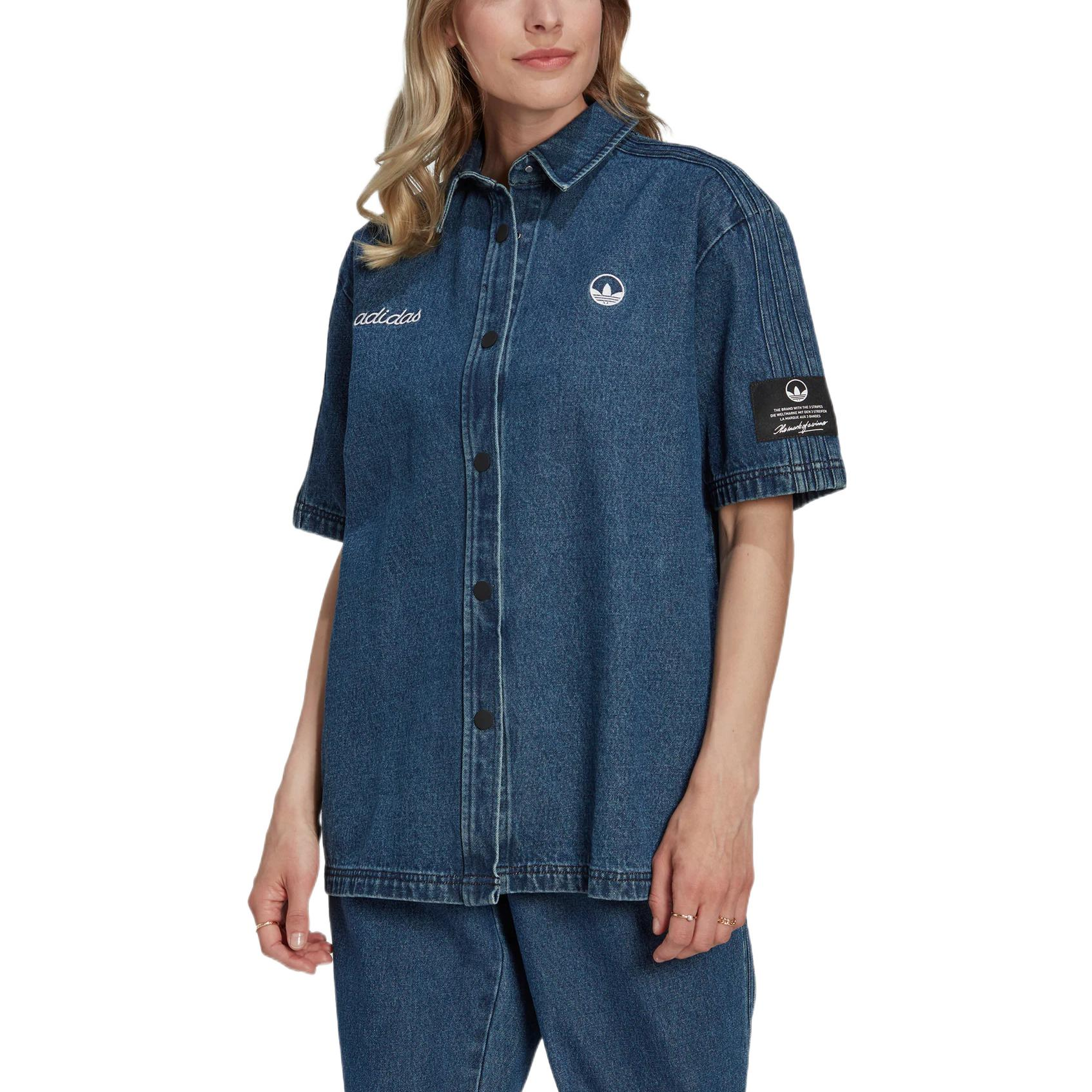 (WMNS) adidas Denim Shirt Asia Sizing 'Navy' HL9059
