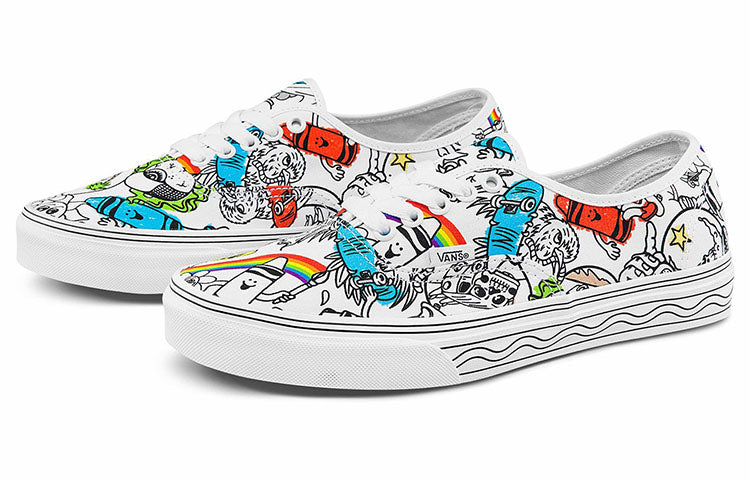 Crayola x Vans Authentic Low Top Fashion Casual Skate Shoes White Black Graffiti Unisex 'White Black' VN0A5KRDARE