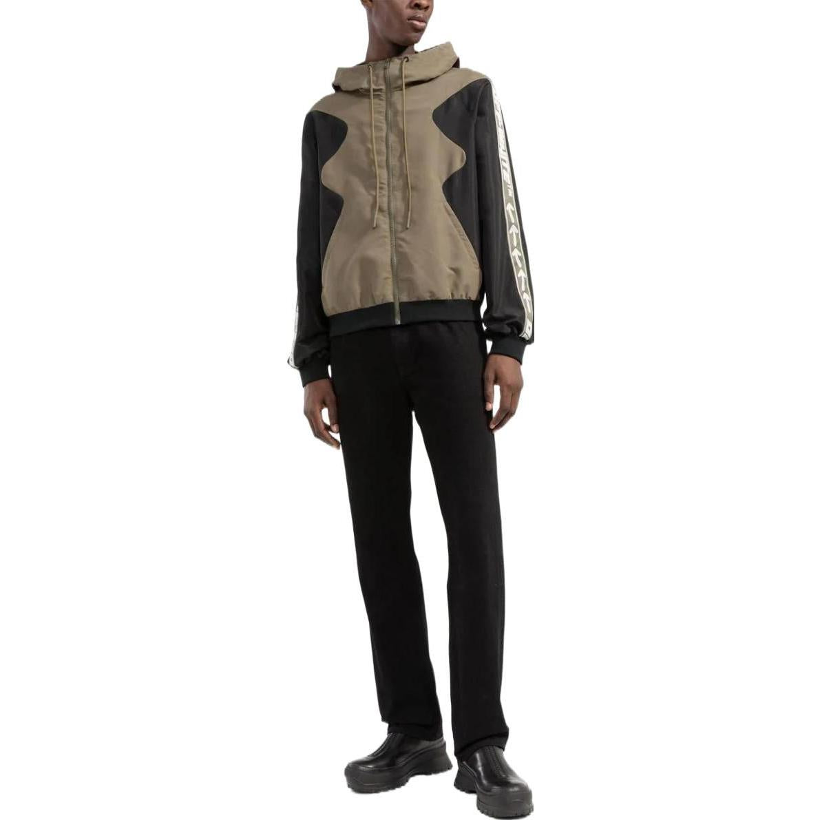 Men's Off-White SS22 Splicing Contrasting Colors Casual Hooded Jacket Version Khaki OMVC008S22FAB0011001