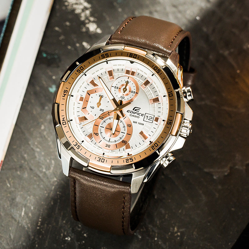 CASIO EDIFICE Quartz Waterproof Sports Mens Brown Analog EFR-539L-7A