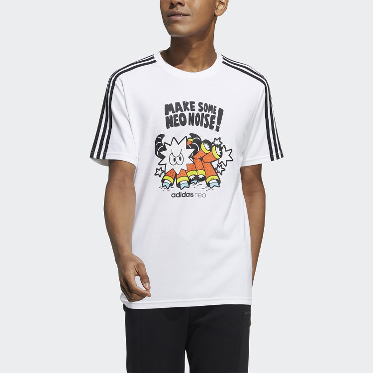 adidas neo M Artist Ss Tee Series Cartoon Printing Sports Round Neck Short Sleeve White GS2576