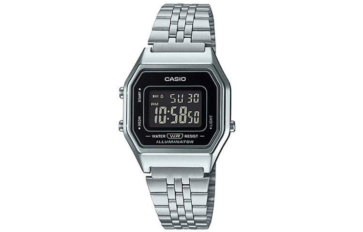 CASIO Waterproof Unisex Black DialSilver Strap Unisex Mens BlackSilver Digital LA680WA-1B-TAIWAN