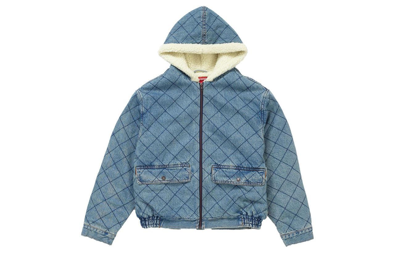 Supreme FW18 Quilted Denim Pilot Jacket Washed Blue SUP-FW18-977