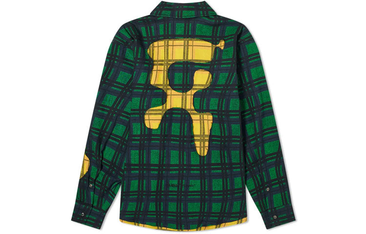 Off-White Flannel melts Printing Long-sleeved Shirt Men Green OMGA110S20H480314460