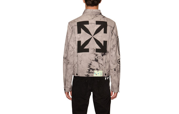 Off-White FW20 Tie-dye Printed Denim Jacket Men Grey OMYE054E20DEN0011010