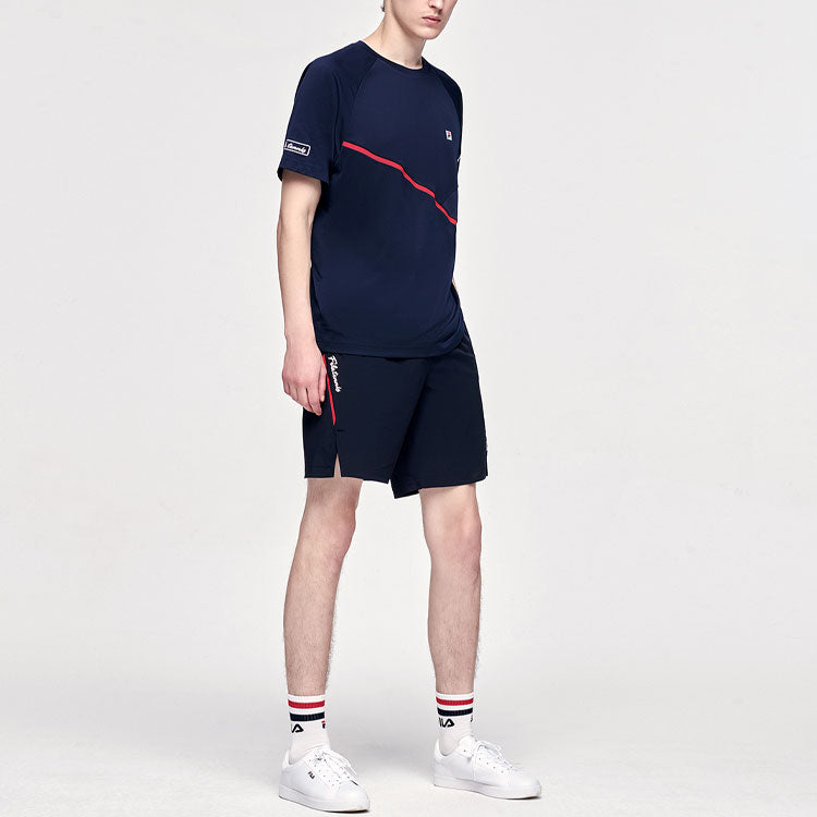 FILA Solid Color Sports Tennis Short Sleeve Blue A11M123101F-NV