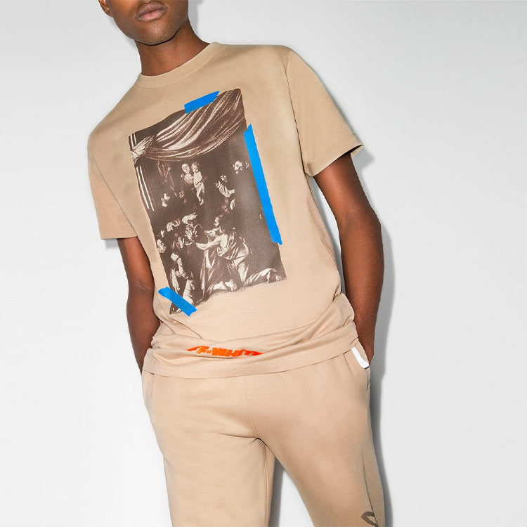 Off-White X Browns 50 Caravaggio T-shirt 'Khaki Brown' OMAA027G20JER0211745