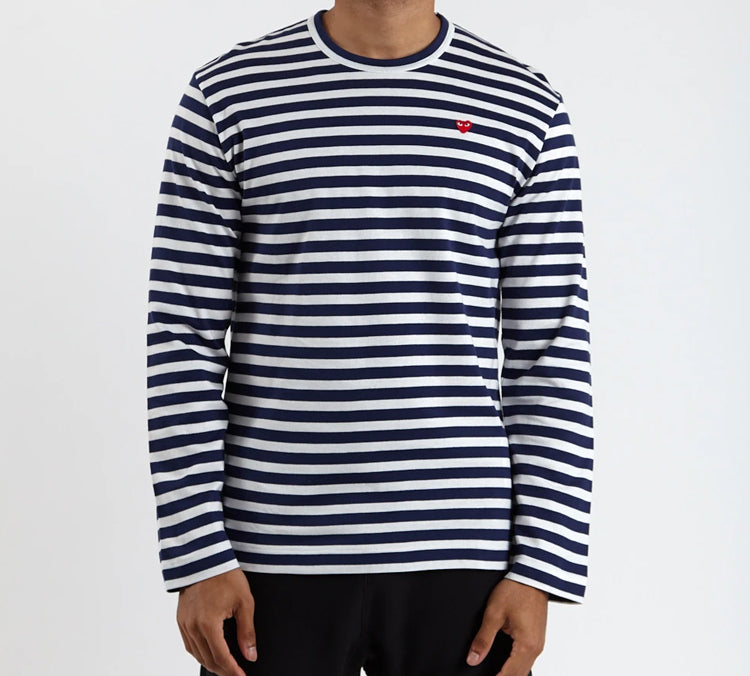 COMME des GARCONS PLAY Striped Long Sleeves Tee 'Navy White' AZ-T208-051-1