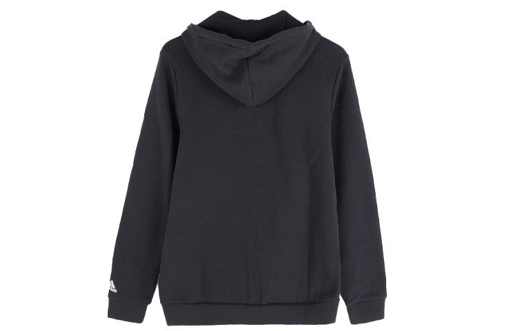 adidas Logo Printing Sports hooded Fleece Lined Jacket Black DM3130