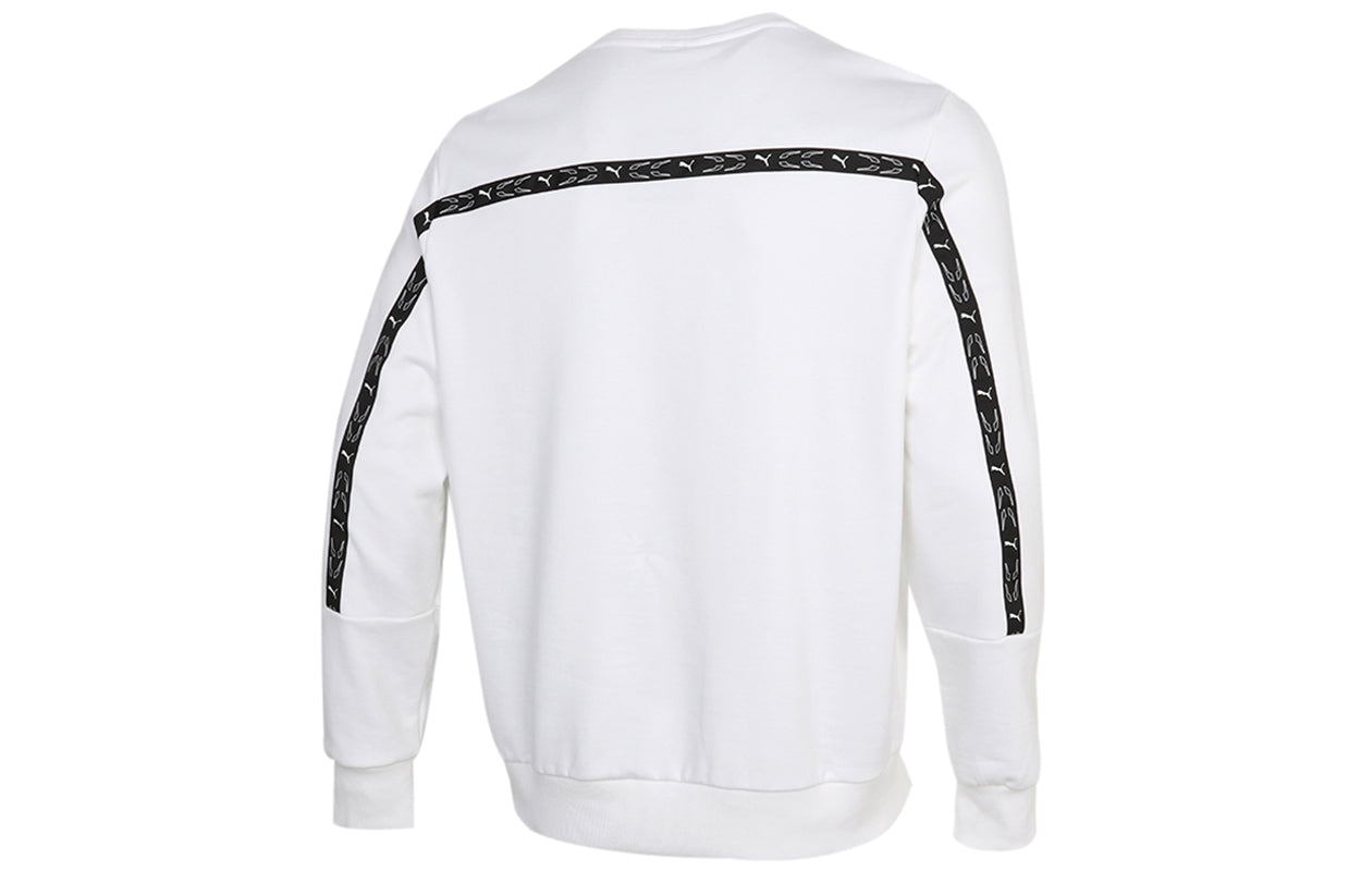 PUMA Elevate Crew Neck Long Sleeve Sweater 'White Black' 531072-02