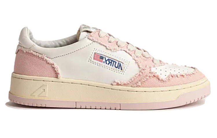 (WMNS) AUTRY Medalist Low Soft Goatskin and Frayed Canvas 'White and Pink' AULW-CB05