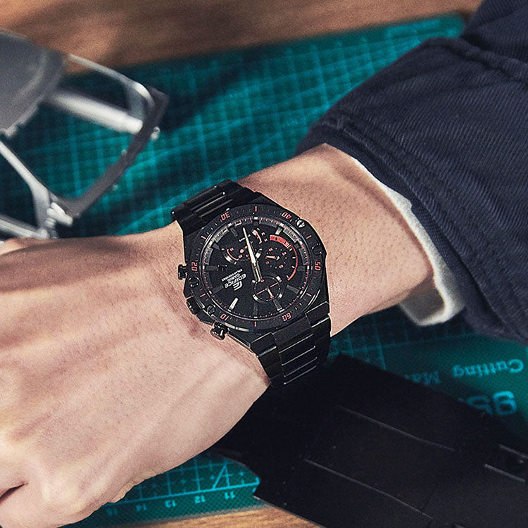 CASIO Waterproof EDIFICE Sapphire Crystal Solar Powered Mens Black Analog EFS-S560YDC-1APR