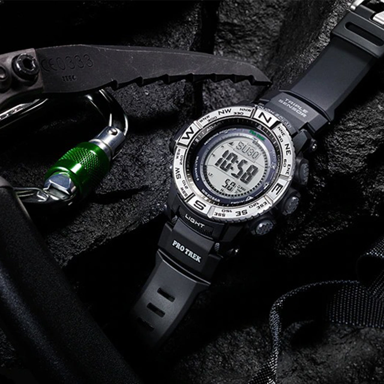 CASIO Solar Powered Waterproof Sports Mens Black Digital PRW-3500-1