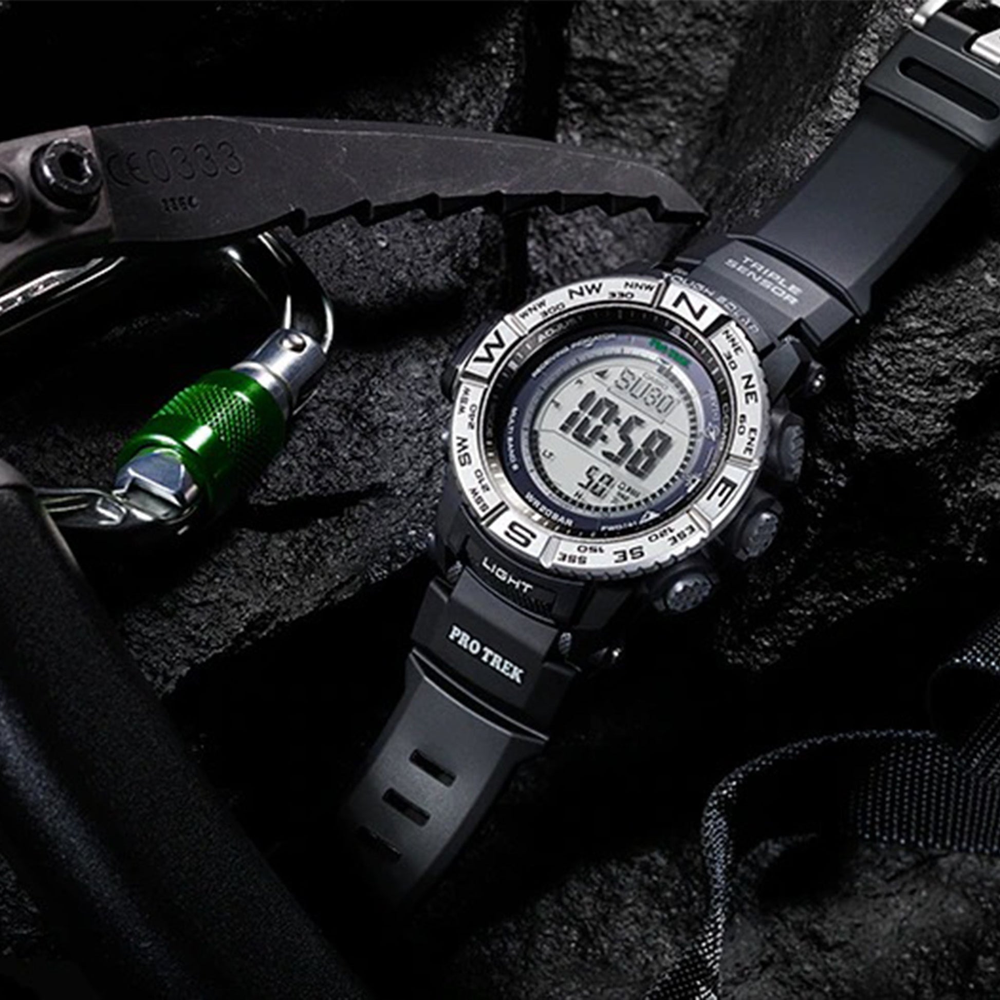 CASIO Solar Powered Waterproof Sports Mens Black Digital PRW-3500-1