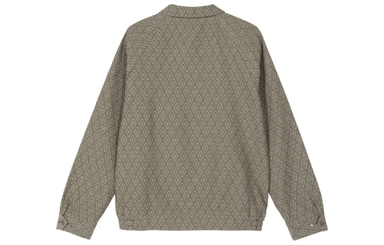 Stussy Bryan Diamond Rhombus Full Print Pattern Unisex Khaki Jacket 115491