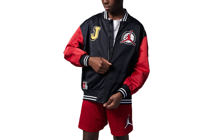 (GS) Air Jordan Jumpman Classic Bomber Jacket 'Black Red' FJ5347-010