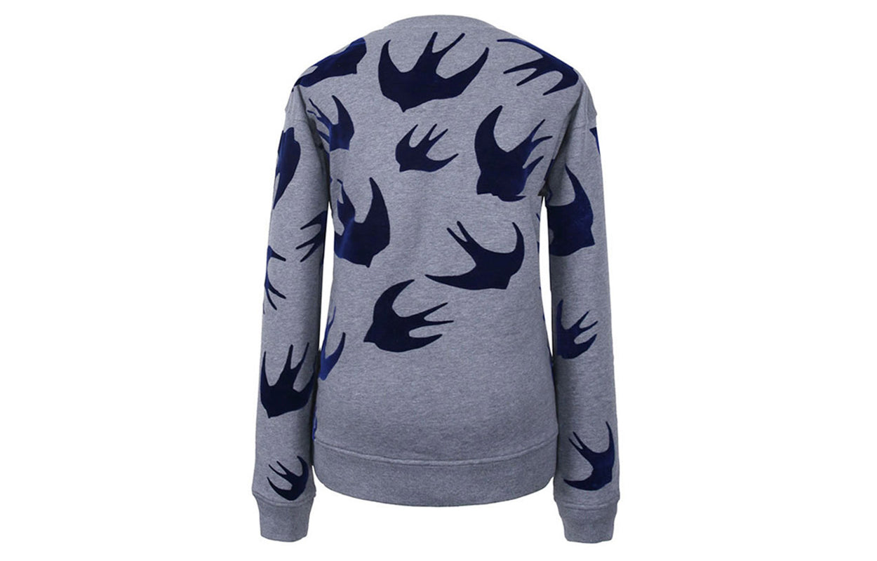 (WMNS) Alexander McQueen Swallow Round Neck Long Sleeves Sweatshirt 'Grey' 337341-RGH85-1201