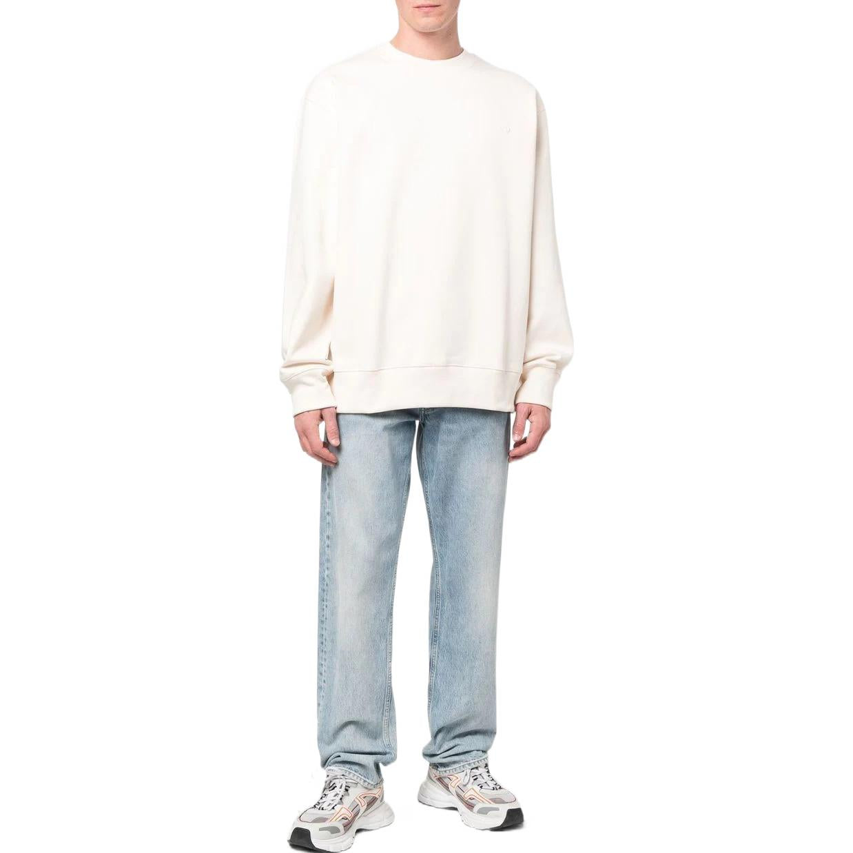 Men's adidas originals Solid Color Round Neck Pullover Hoodless Beige HK0305
